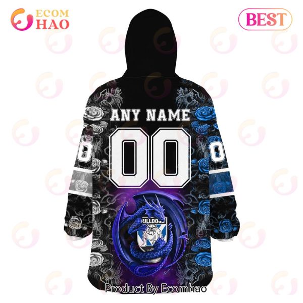 Personalized NRL Canterbury Bankstown Bulldogs Rose Dragon Oodie, Flanket, Blanket Hoodie, Snuggie