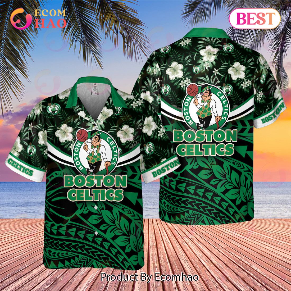 Boston Celtics National NBA 2023 Polynesian Pattern AOP Hawaiian Shirt