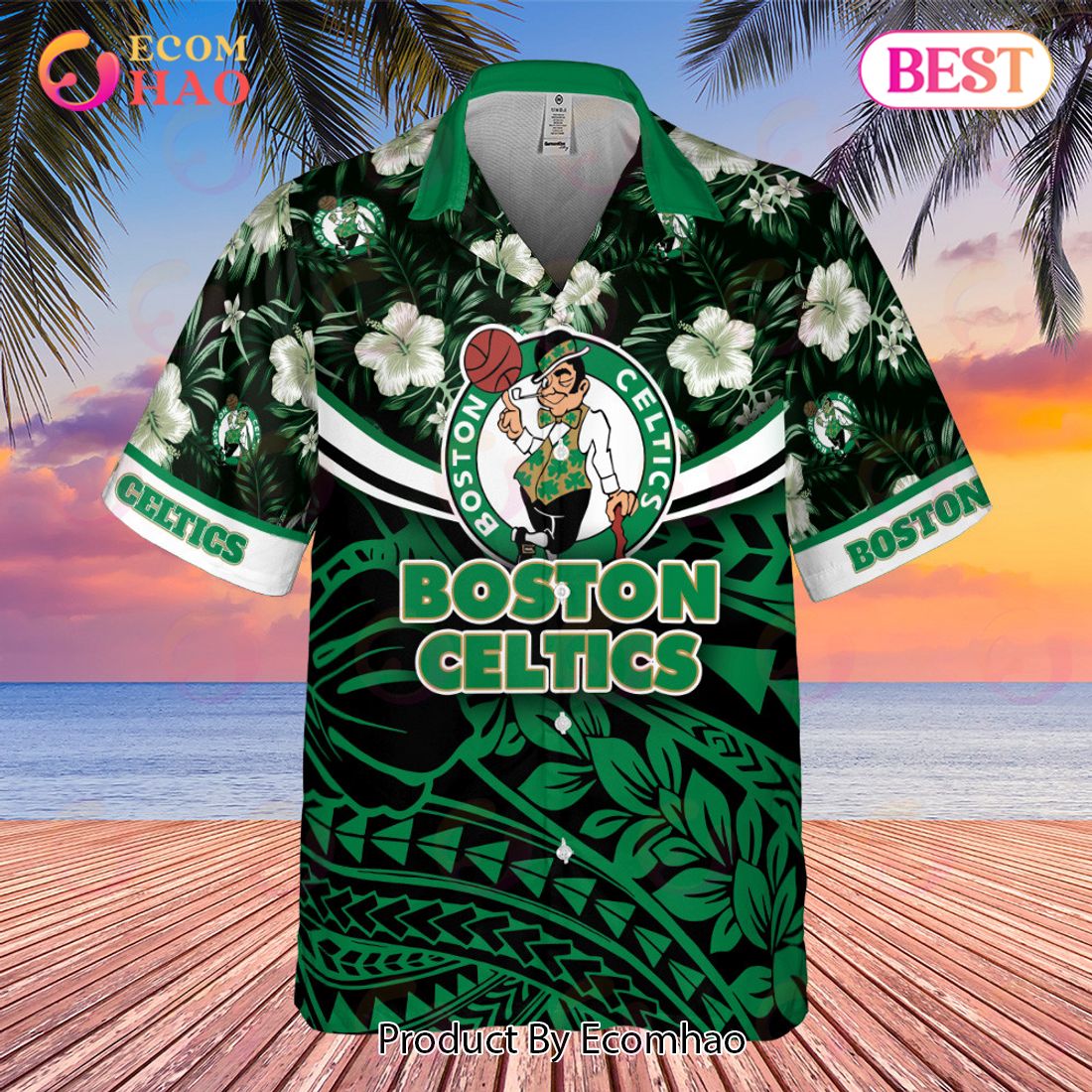 Boston Celtics National NBA 2023 Polynesian Pattern AOP Hawaiian Shirt