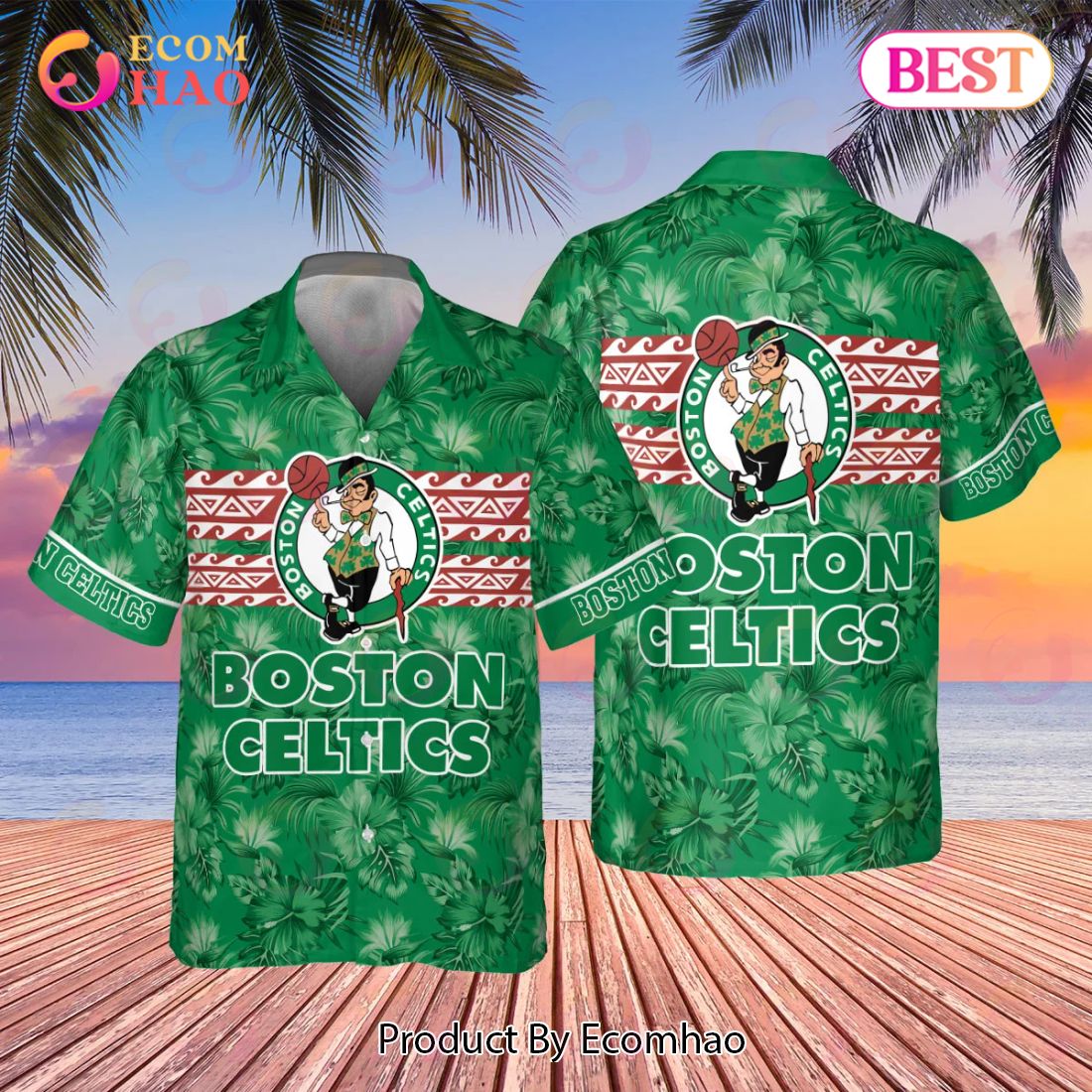 Boston Celtics NBA 2023 Hibiscus Pattern AOP Hawaiian Shirt