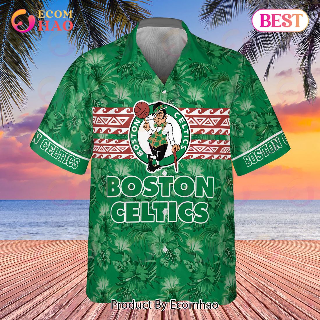 Boston Celtics NBA 2023 Hibiscus Pattern AOP Hawaiian Shirt