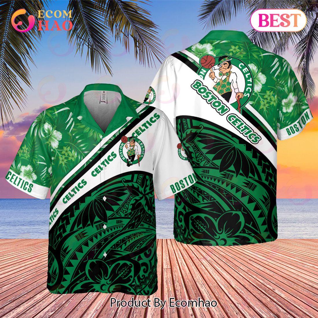 Boston Celtics Polynesian Pattern National NBA 2023 AOP Hawaiian Shirt