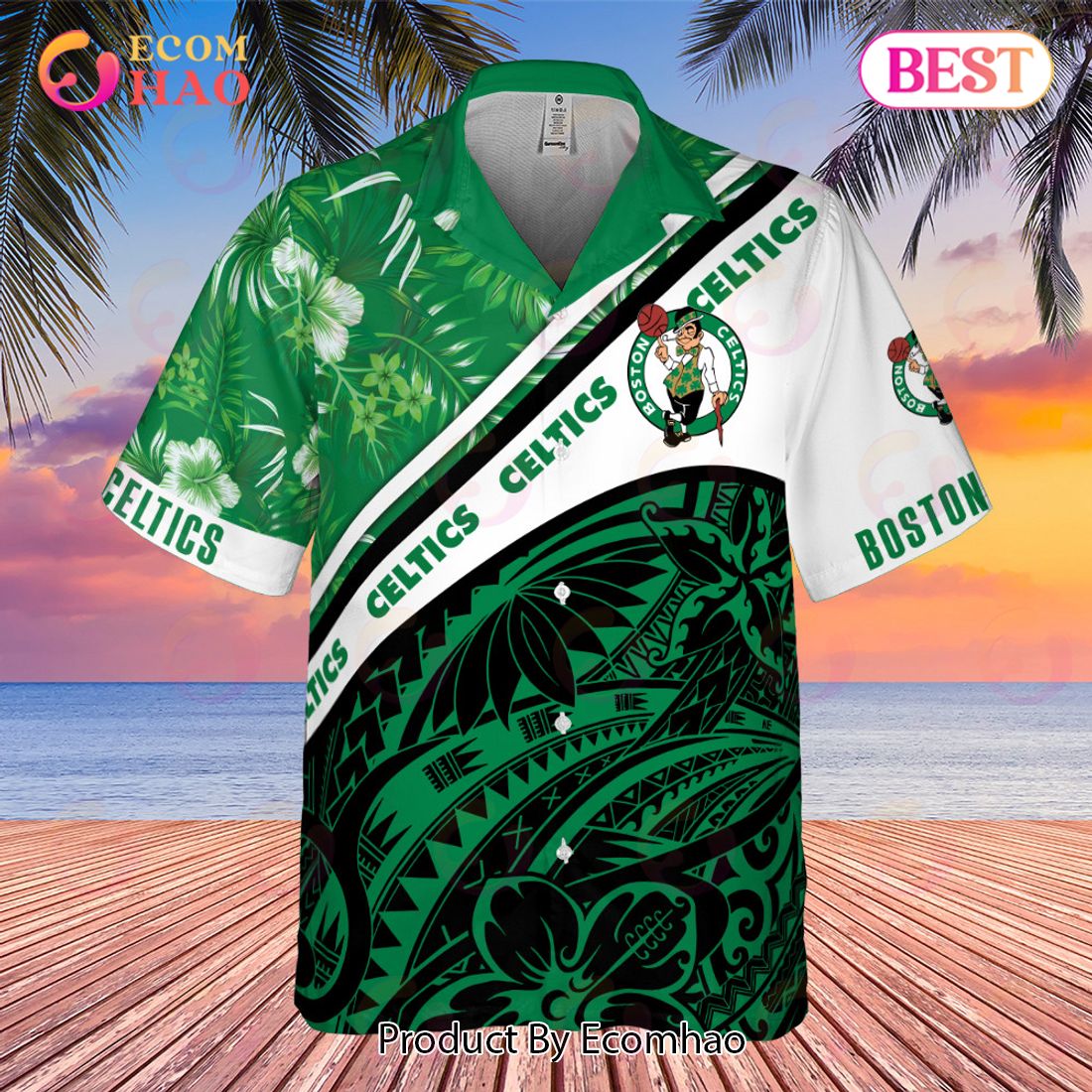 Boston Celtics Polynesian Pattern National NBA 2023 AOP Hawaiian Shirt