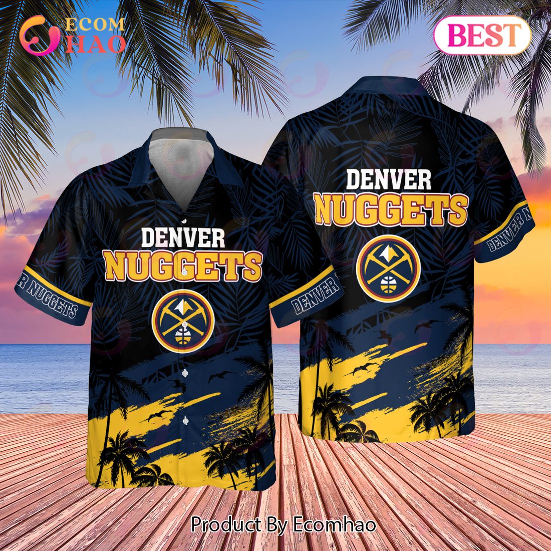 Denver Nuggets National Palm Tree Pattern Basketball Association 2023 AOP Hawaiian Shirt