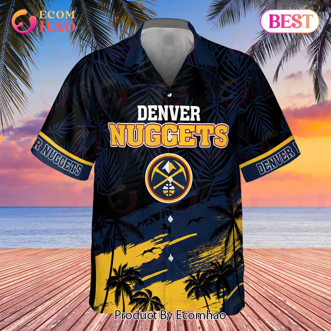 Denver Nuggets National Palm Tree Pattern Basketball Association 2023 AOP Hawaiian Shirt