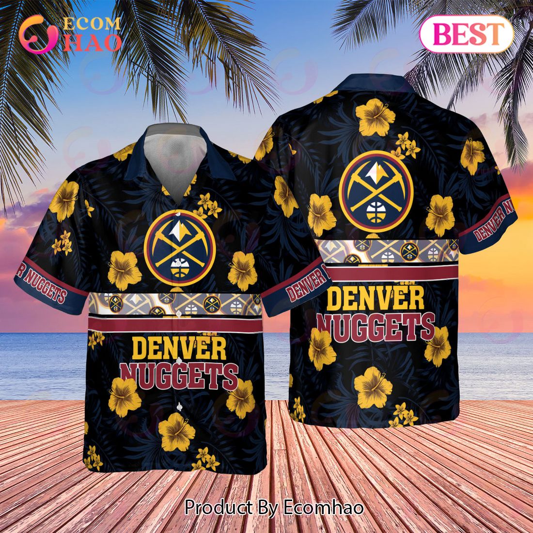 Denver Nuggets NBA 2023 Hibiscus Logo AOP Hawaiian Shirt