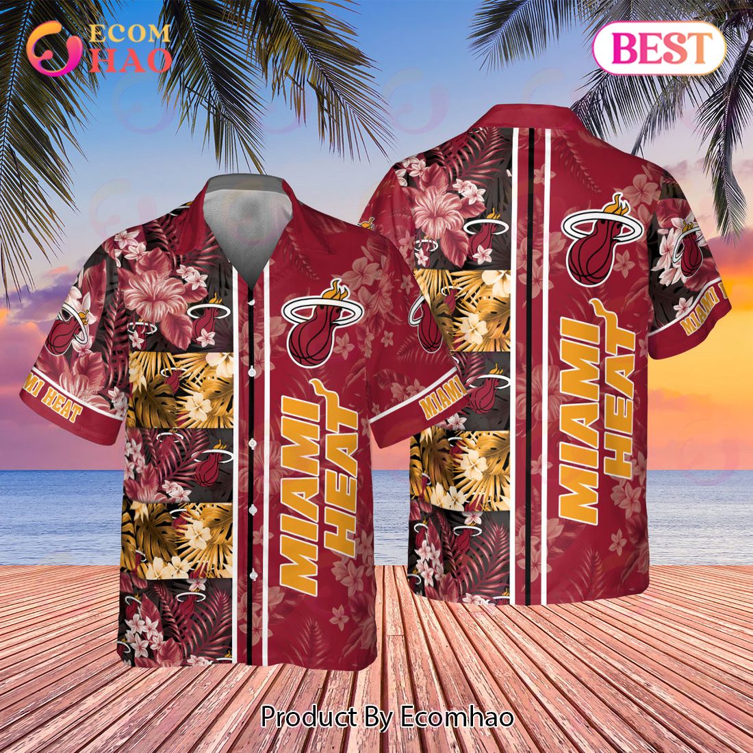 Miami Heat National NBA 2023 Hibiscus Pattern V1 AOP Hawaiian Shirt