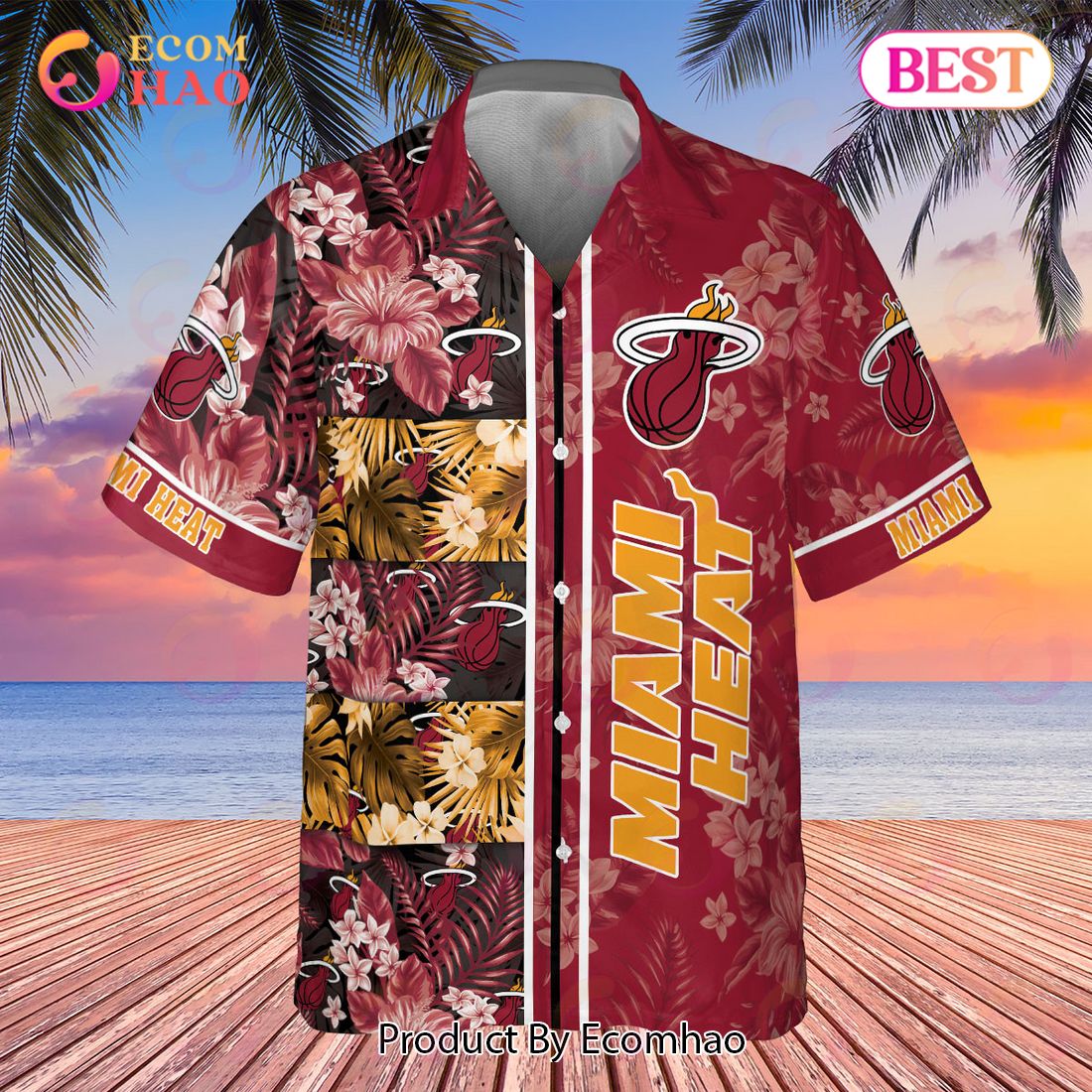 Miami Heat National NBA 2023 Hibiscus Pattern V1 AOP Hawaiian Shirt