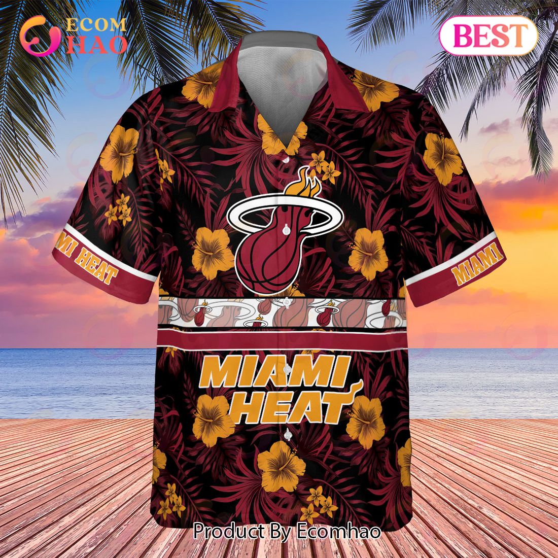 Miami Heat NBA 2023 Hibiscus Logo AOP Hawaiian Shirt