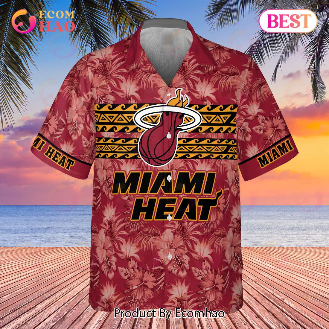 Miami Heat NBA 2023 Hibiscus Pattern AOP Hawaiian Shirt