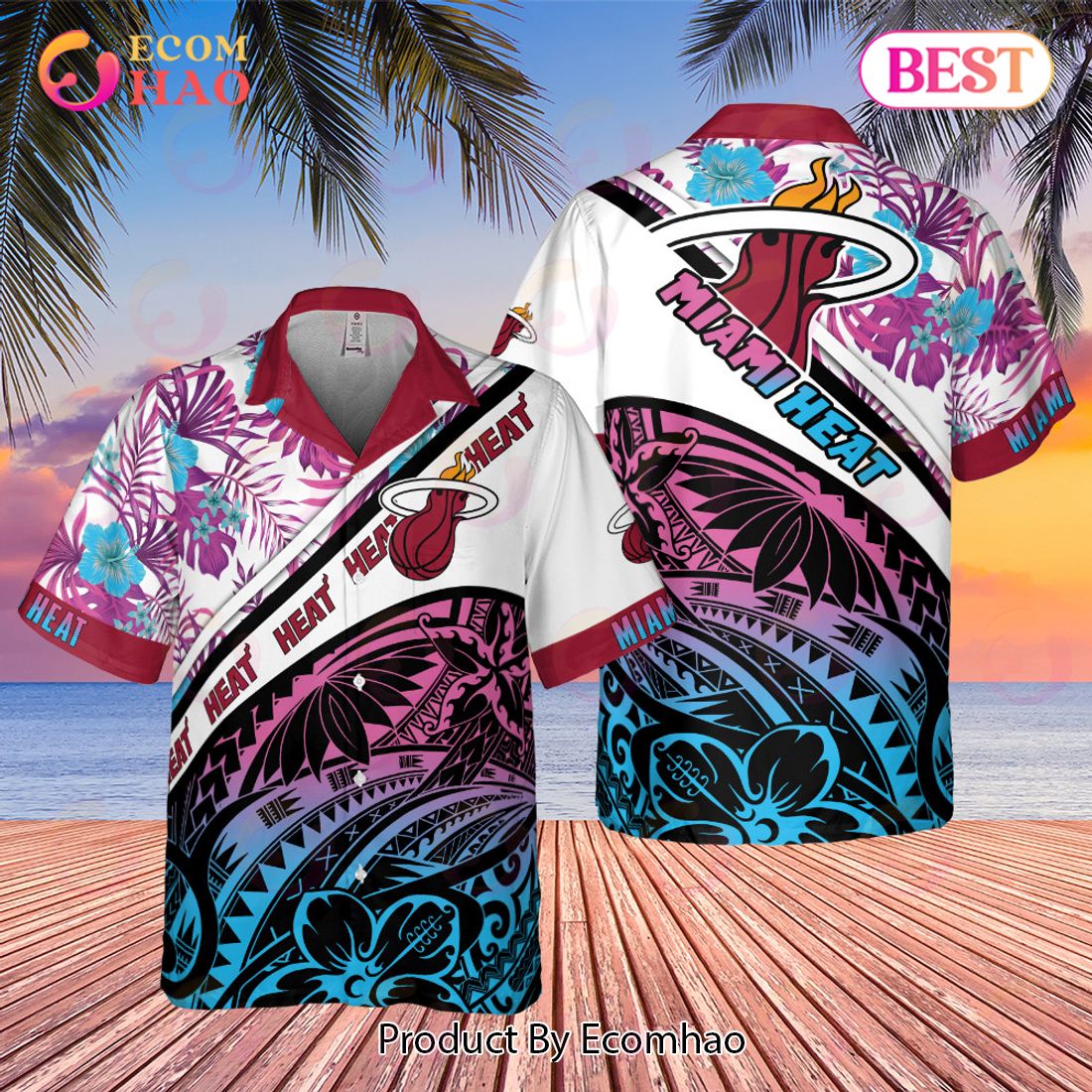 Miami Heat Polynesian Pattern National NBA 2023 AOP Hawaiian Shirt