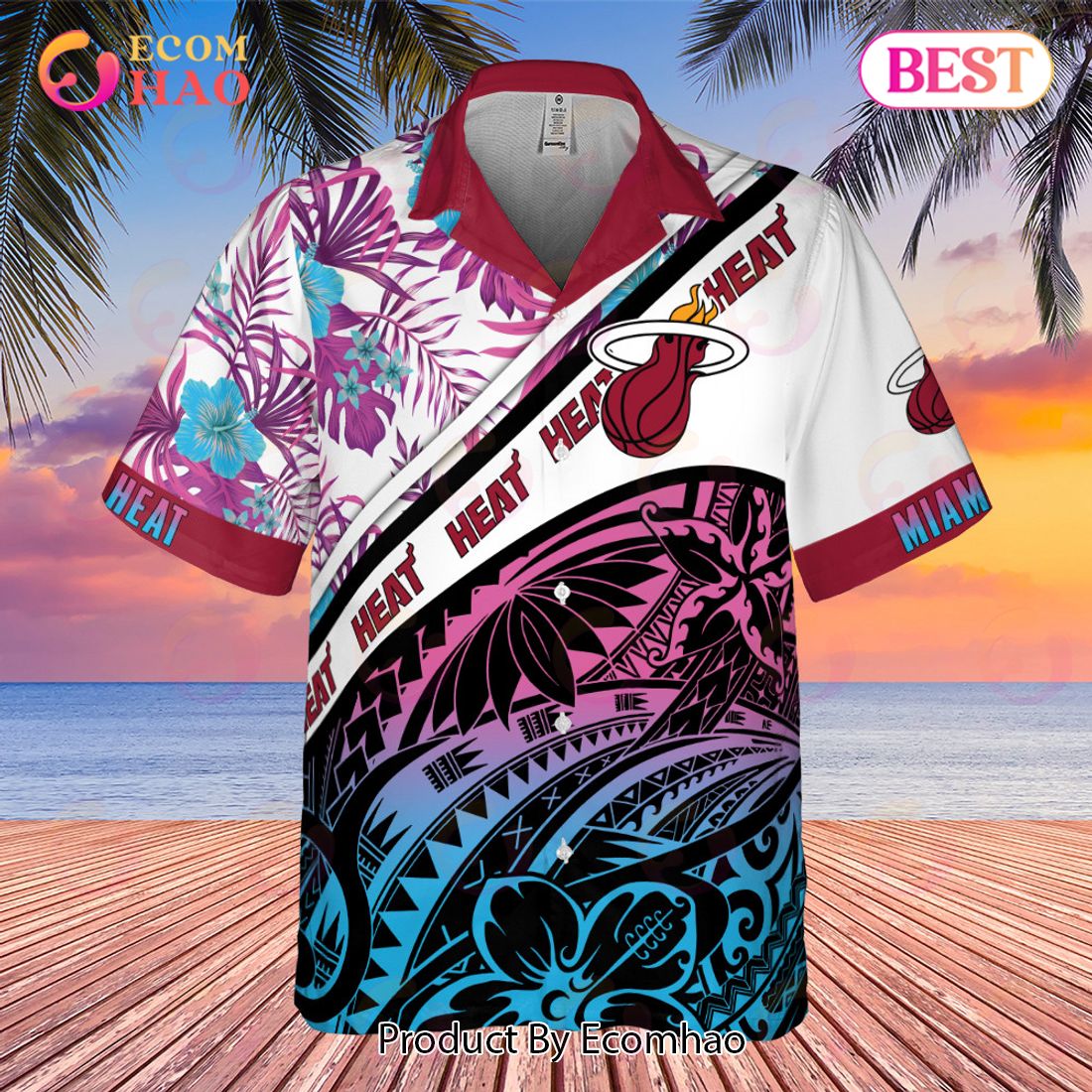 Miami Heat Polynesian Pattern National NBA 2023 AOP Hawaiian Shirt