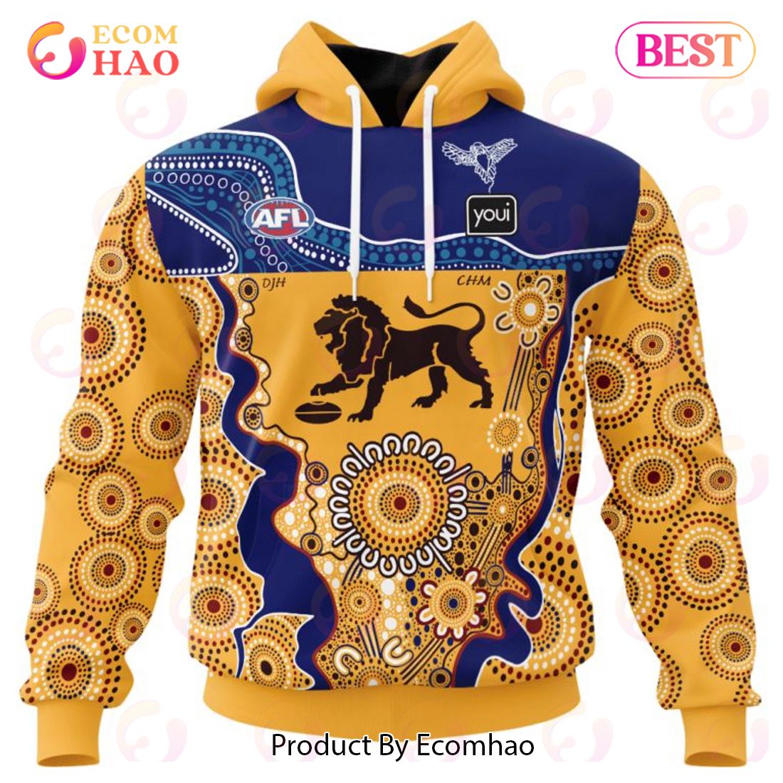 AFL Brisbane Lions Special Indigenous Design 3D Hoodie