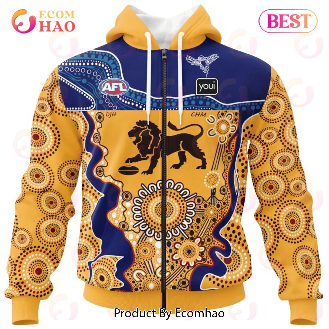 AFL Brisbane Lions Special Indigenous Design 3D Hoodie