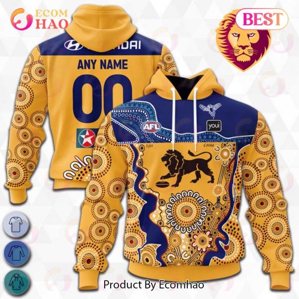 AFL Brisbane Lions Special Indigenous Design 3D Hoodie