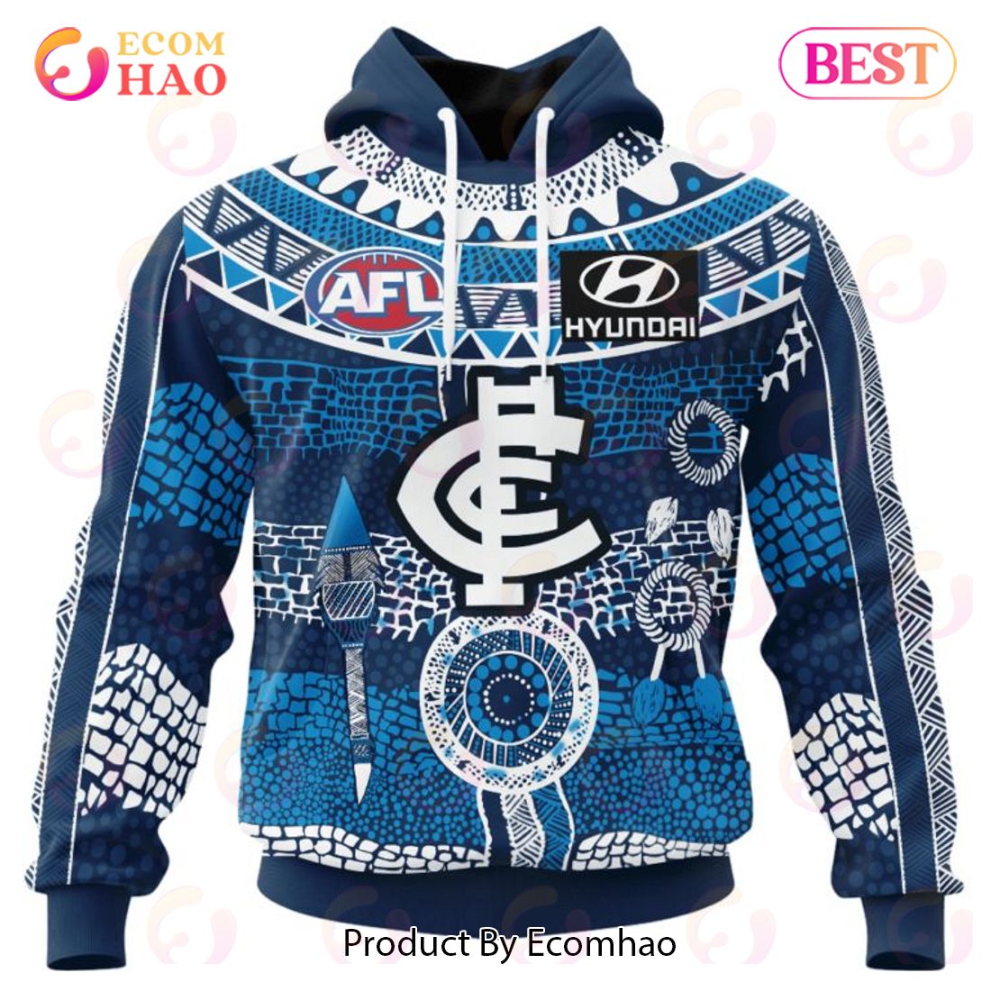 AFL Carlton Football Club Special Indigenous Design 3D Hoodie