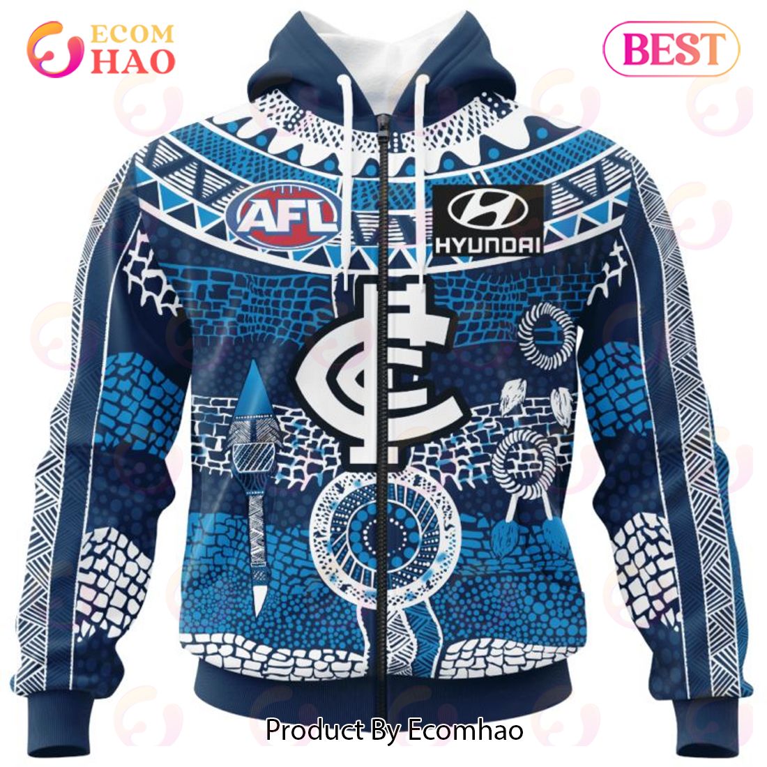 AFL Carlton Football Club Special Indigenous Design 3D Hoodie