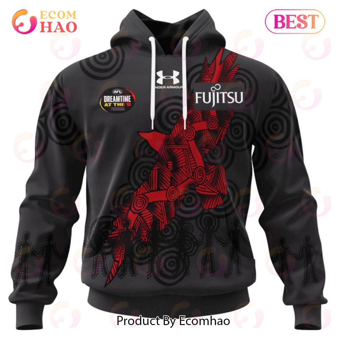 AFL Essendon Football Club Special Indigenous Design 3D Hoodie