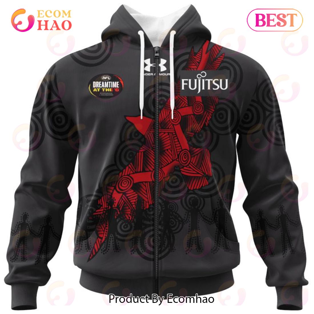 AFL Essendon Football Club Special Indigenous Design 3D Hoodie