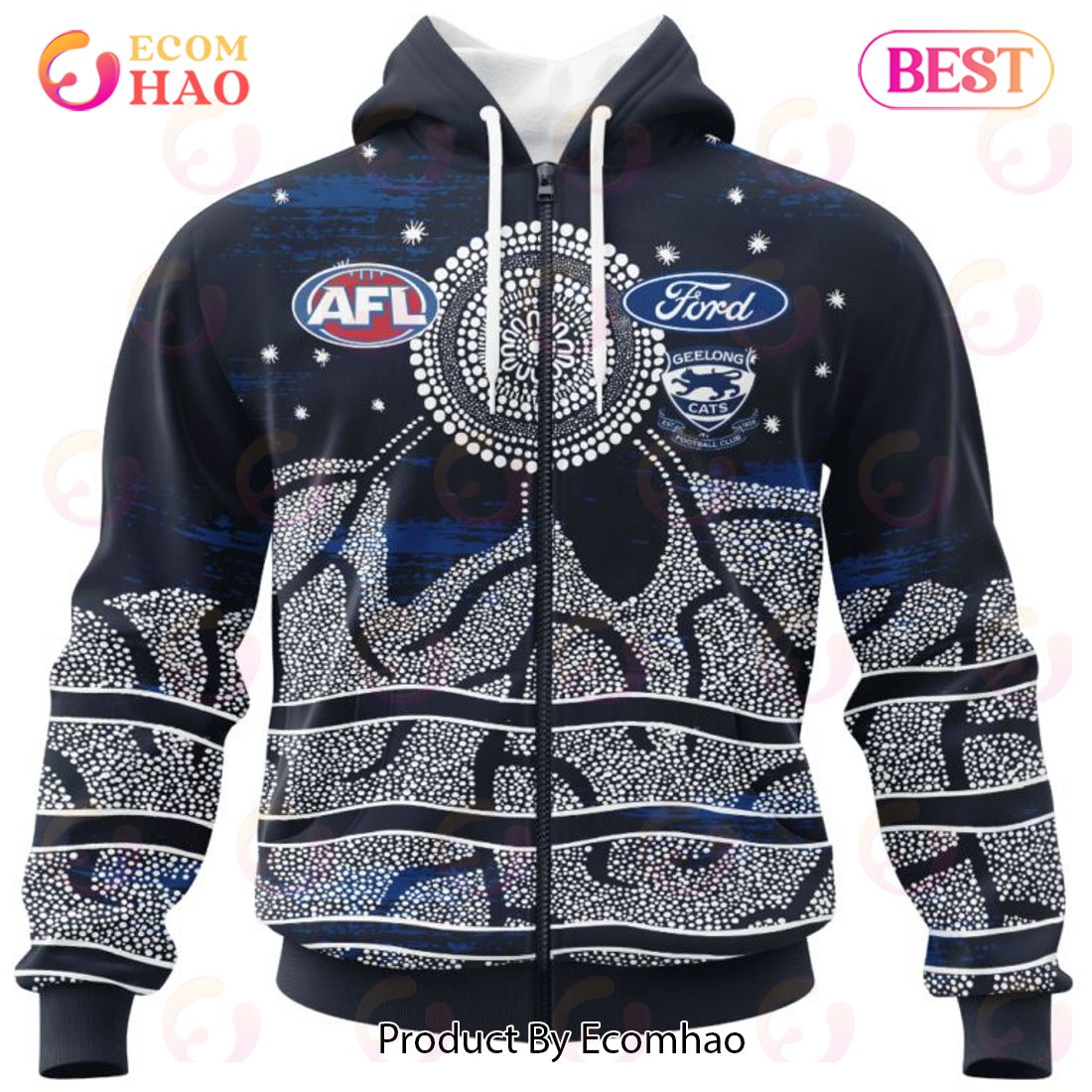 AFL Geelong Cats Special Indigenous Design 3D Hoodie