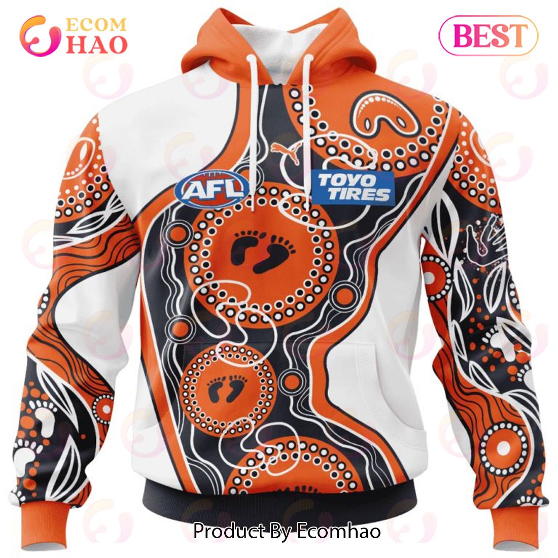 AFL Greater Western Sydney Giants Special Indigenous Design 3D Hoodie