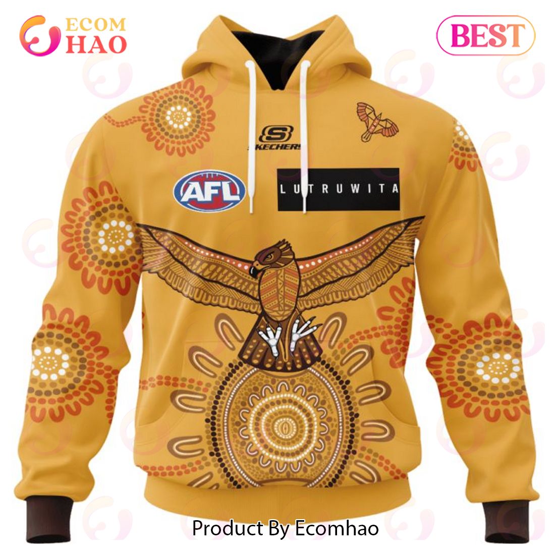 AFL Hawthorn Football Club Special Indigenous Design 3D Hoodie