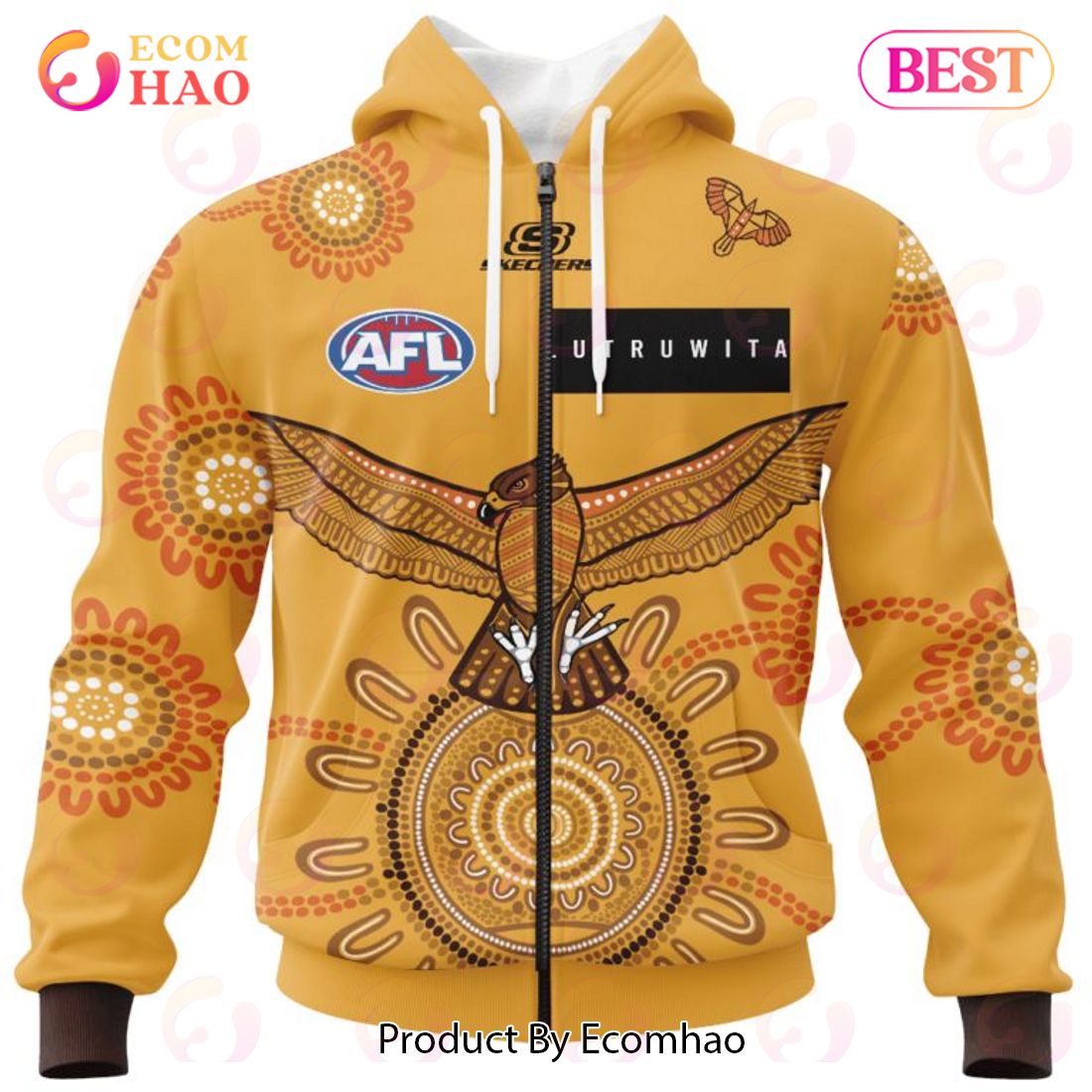 AFL Hawthorn Football Club Special Indigenous Design 3D Hoodie