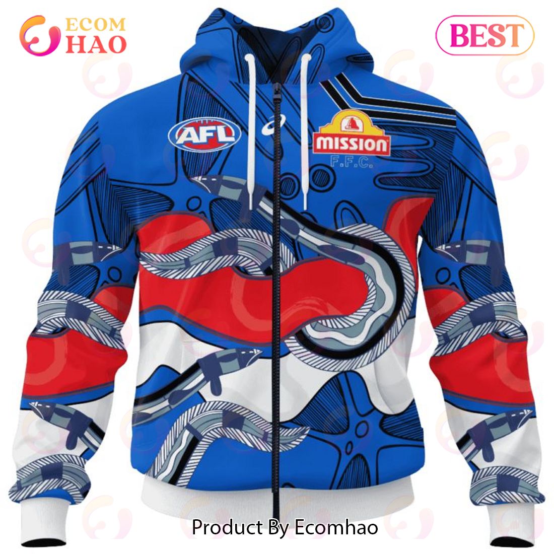 AFL Western Bulldogs Special Indigenous Design 3D Hoodie