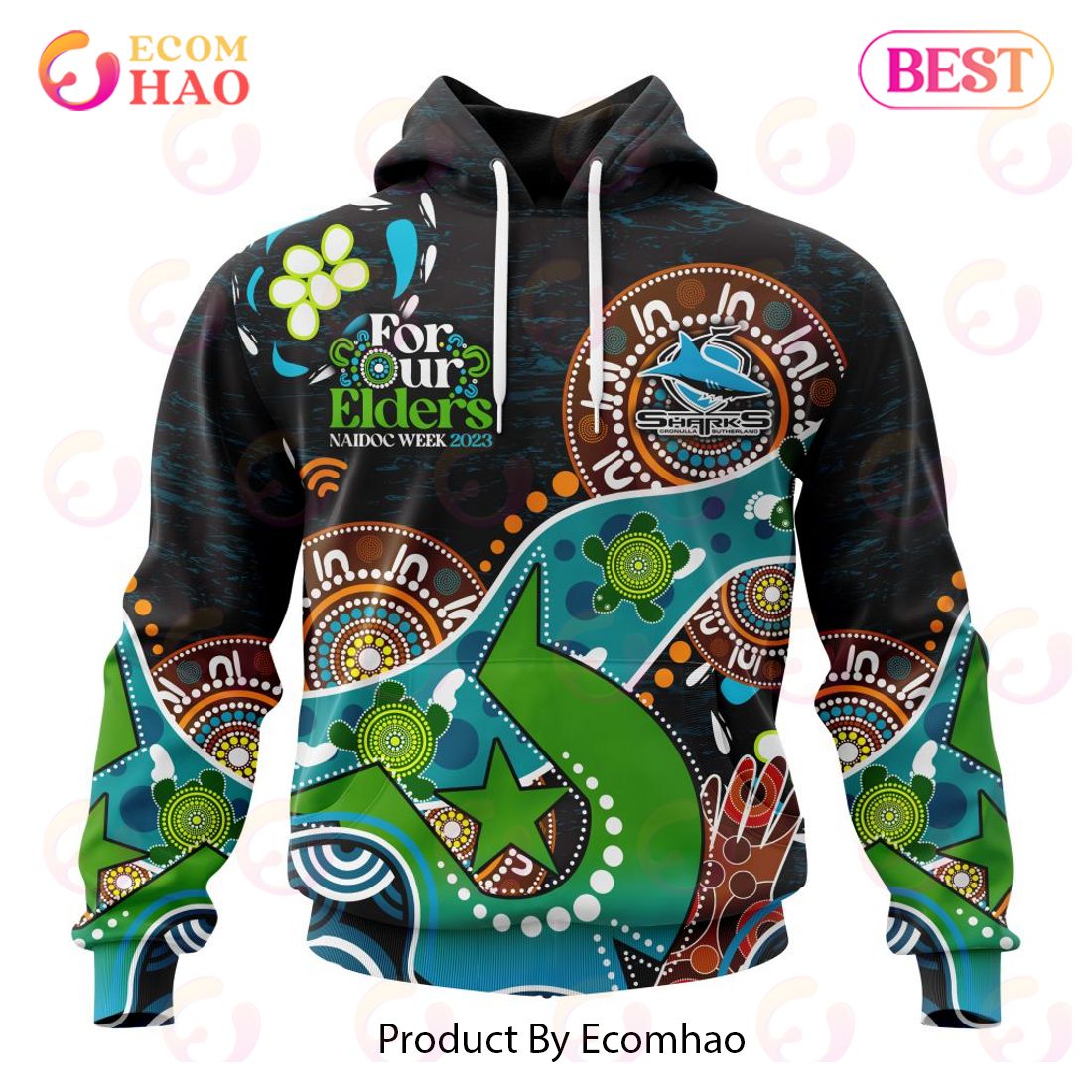 NRL Cronulla-Sutherland Sharks Special Design For NAIDOC Week For Our Elders 3D Hoodie