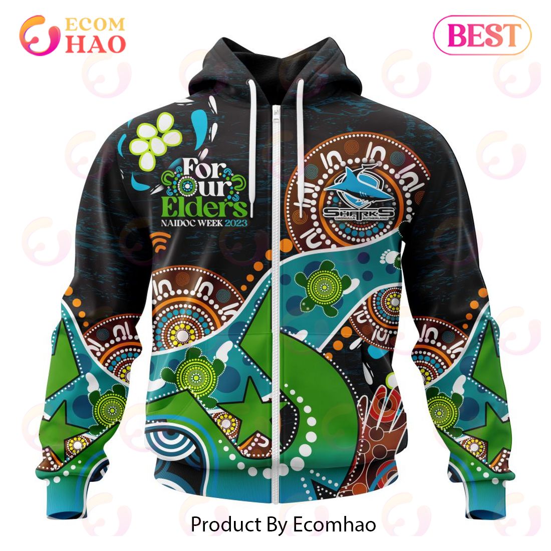 NRL Cronulla-Sutherland Sharks Special Design For NAIDOC Week For Our Elders 3D Hoodie