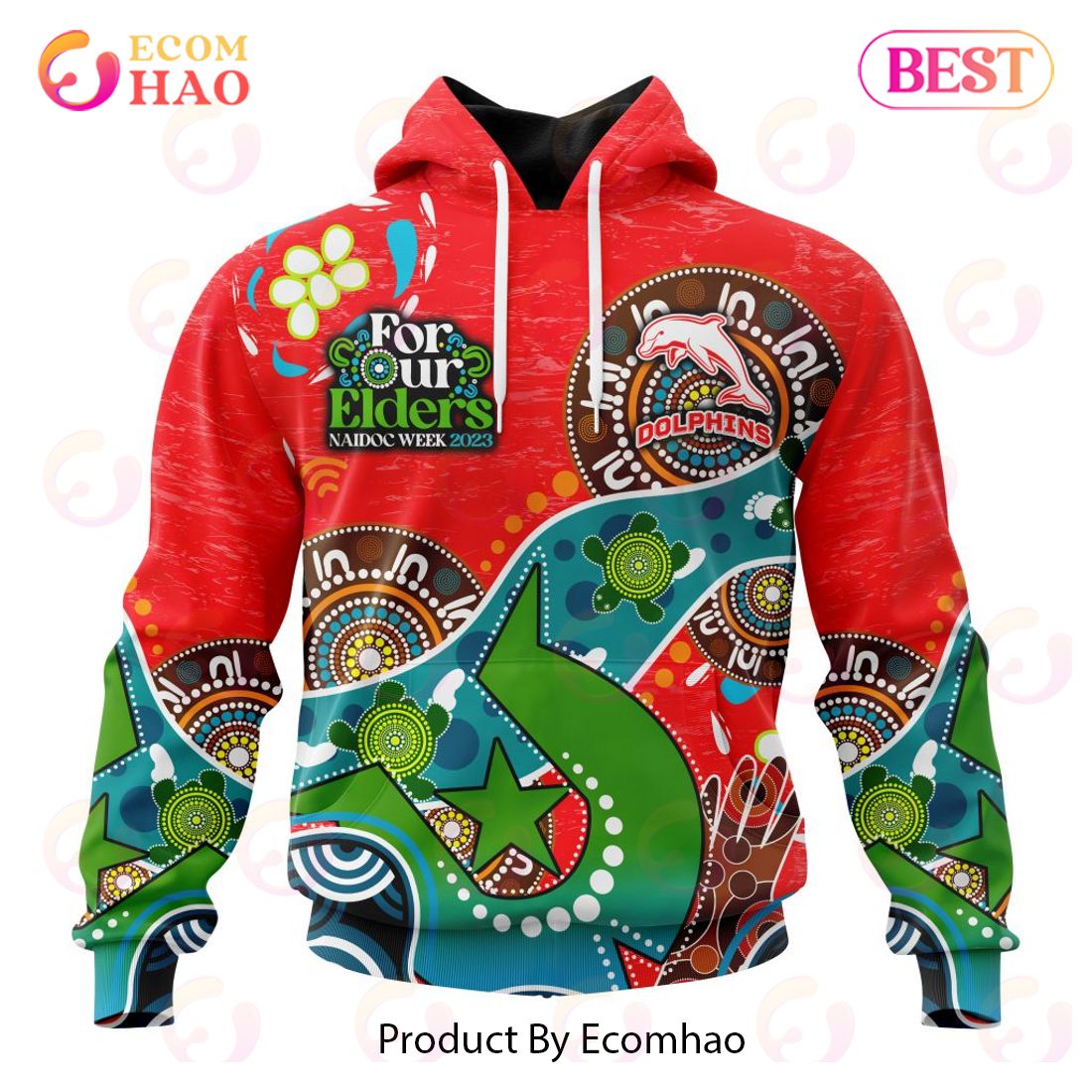 NRL Dolphins Special Design For NAIDOC Week For Our Elders 3D Hoodie