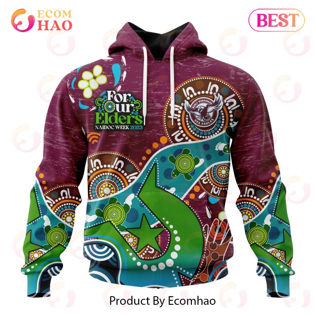 NRL Manly Warringah Sea Eagles Special Design For NAIDOC Week For Our Elders 3D Hoodie