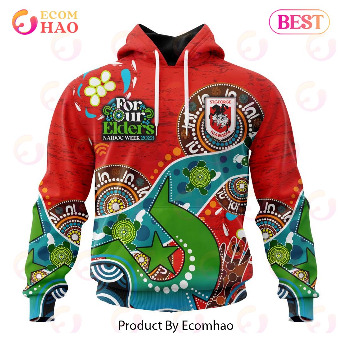 NRL St. George Illawarra Dragons Special Design For NAIDOC Week For Our Elders 3D Hoodie