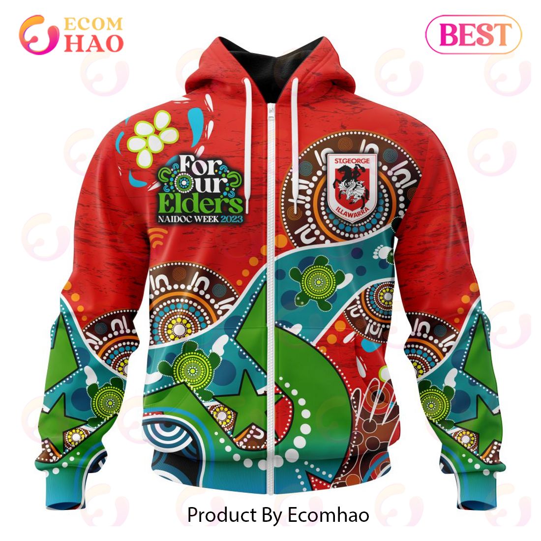 NRL St. George Illawarra Dragons Special Design For NAIDOC Week For Our Elders 3D Hoodie