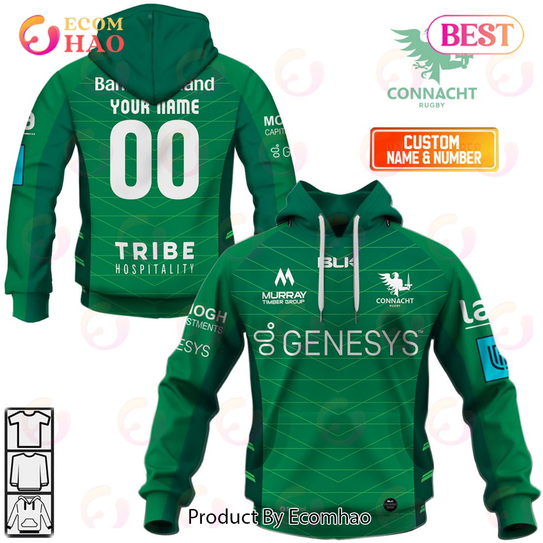 Personalized IRFU Connacht Rugby 2023 HOME Jersey Style 3D Hoodie