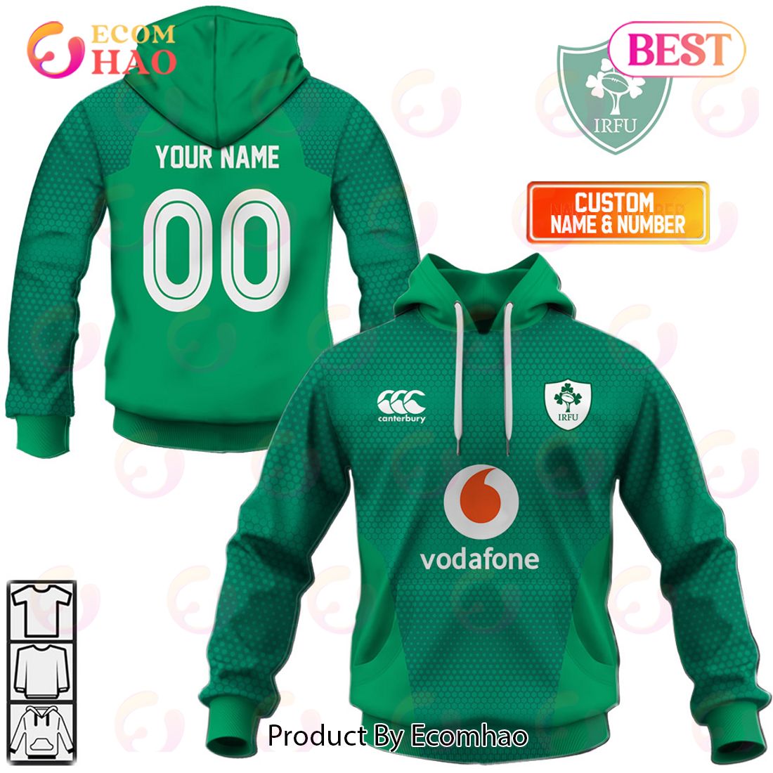 Personalized IRFU Ireland national Rugby 2023 HOME Jersey Style 3D Hoodie