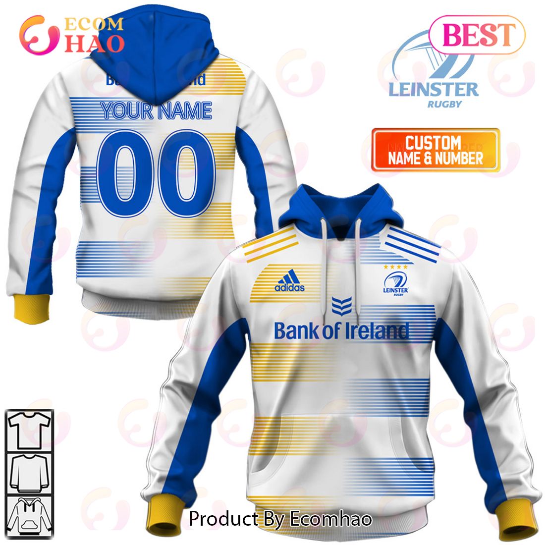 Personalized IRFU Leinster Rugby 2023 Away Jersey Style 3D Hoodie