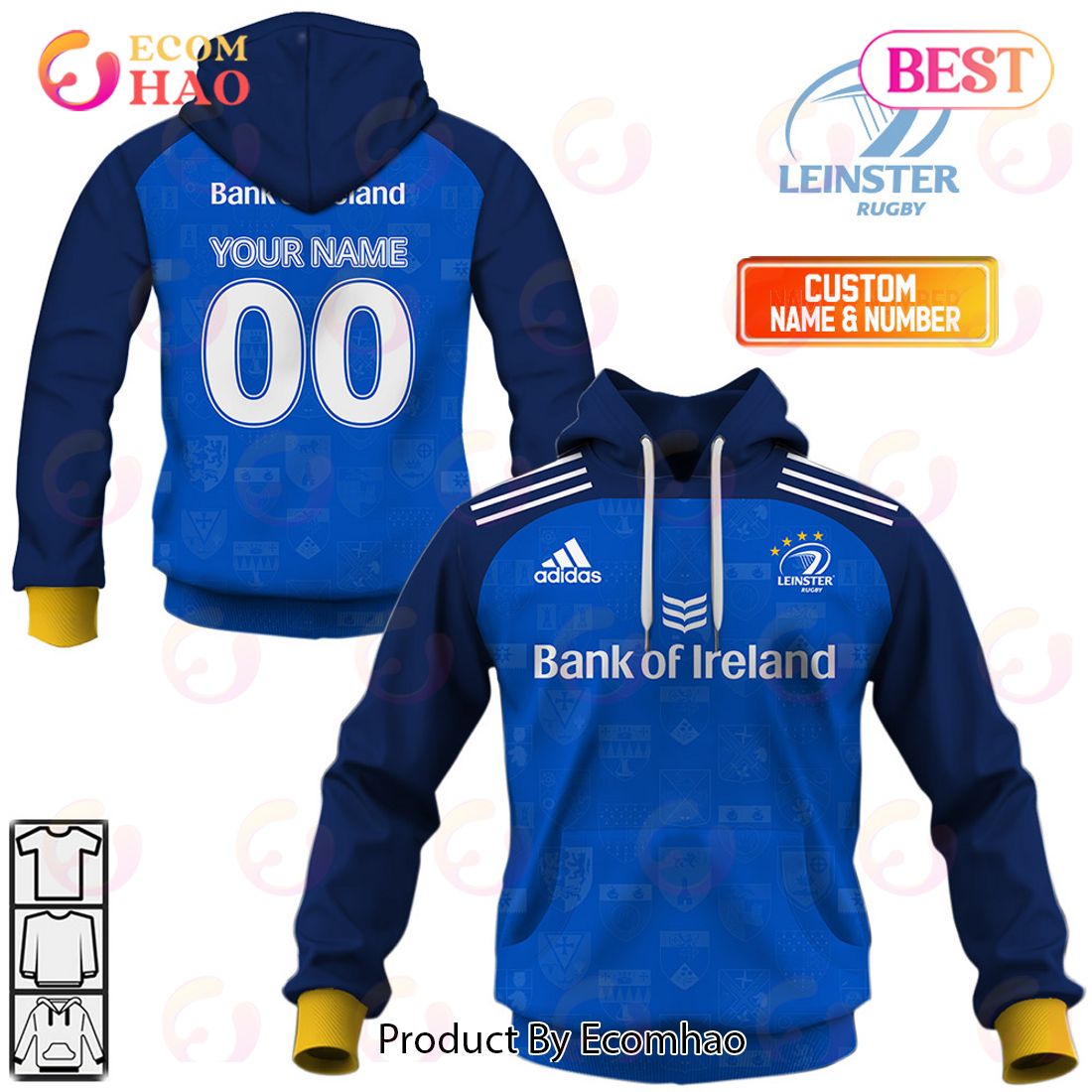 Personalized IRFU Leinster Rugby 2023 HOME Jersey Style 3D Hoodie