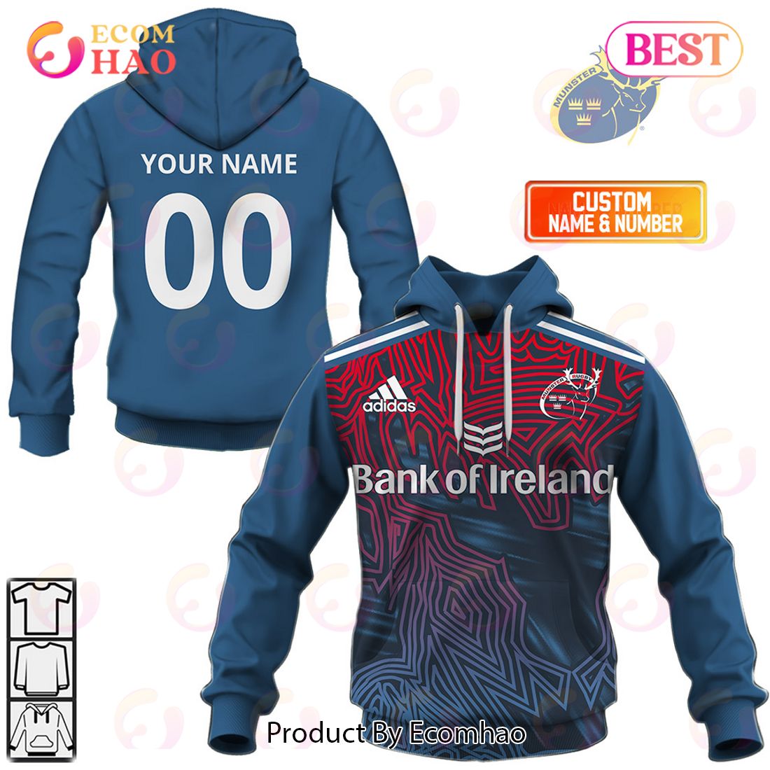 Personalized IRFU Munster Rugby 2023 Away Jersey Style 3D Hoodie