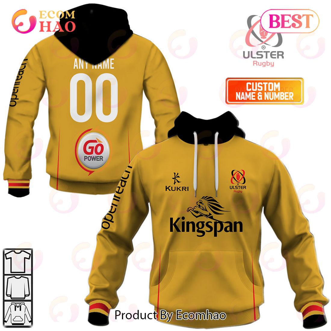 Personalized IRFU Ulster Rugby 2023 Away Jersey Style 3D Hoodie