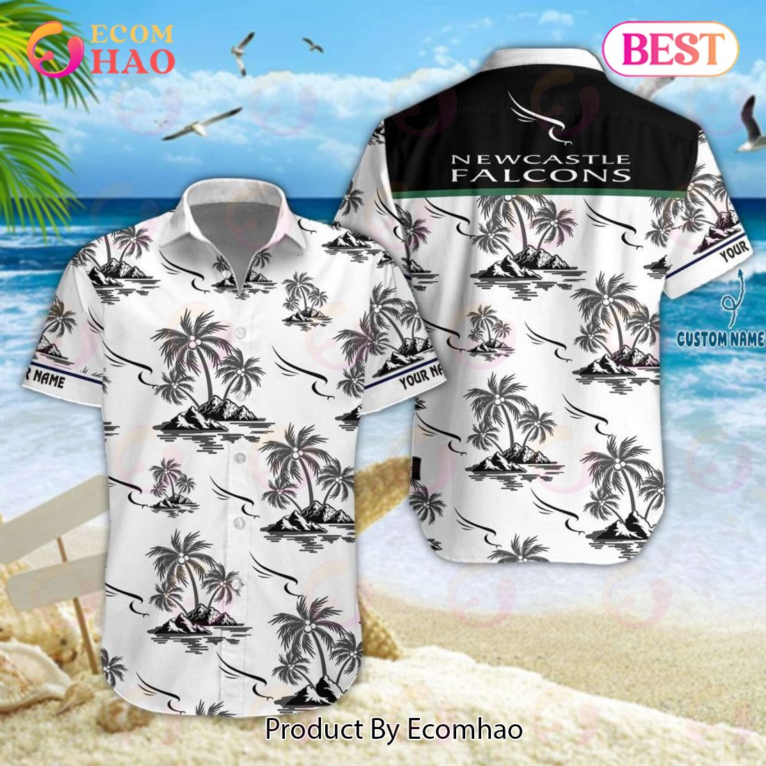 Newcastle Falcons Premiership Rugby Hawaiian Shirt