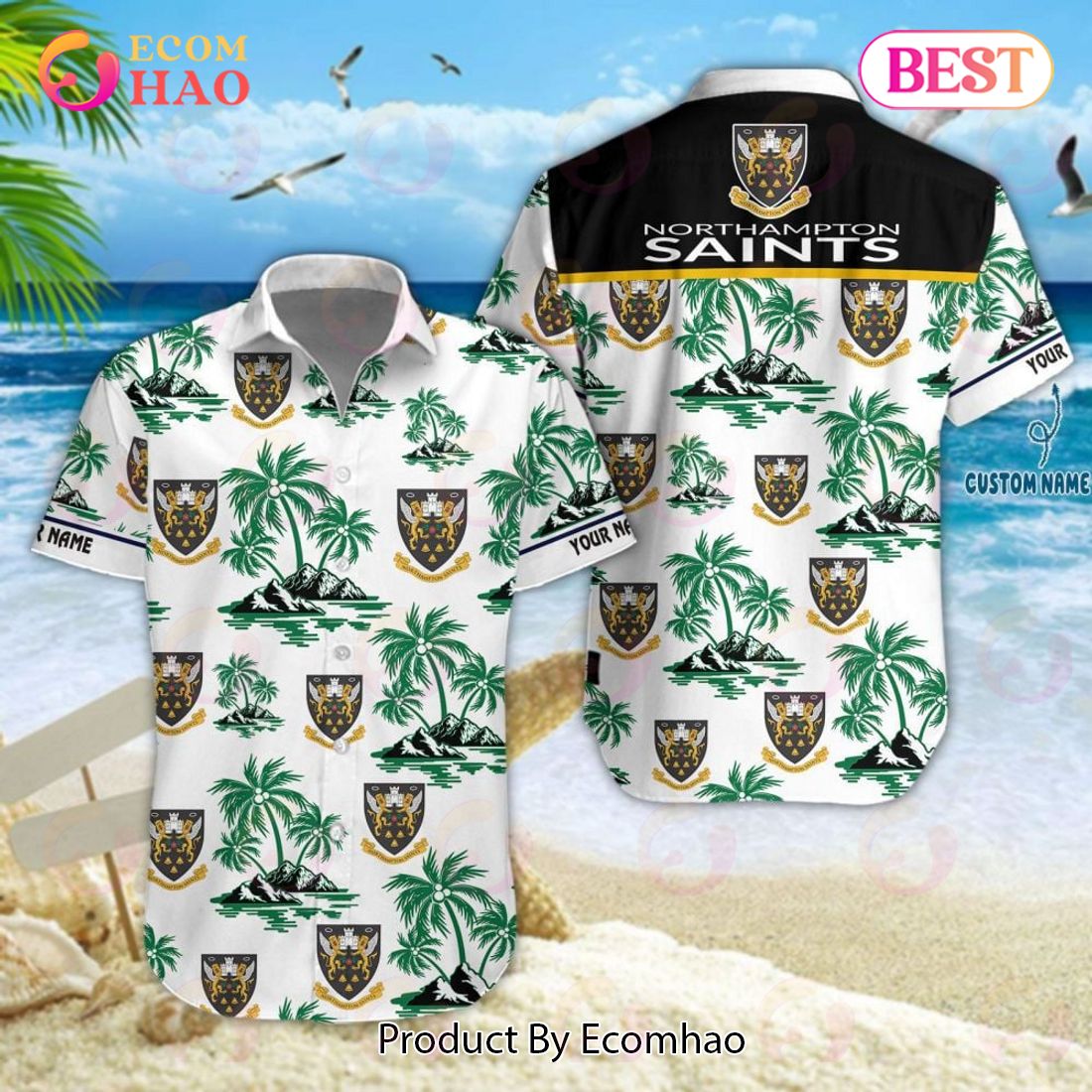 Northampton Saints Premiership Rugby Hawaiian Shirt