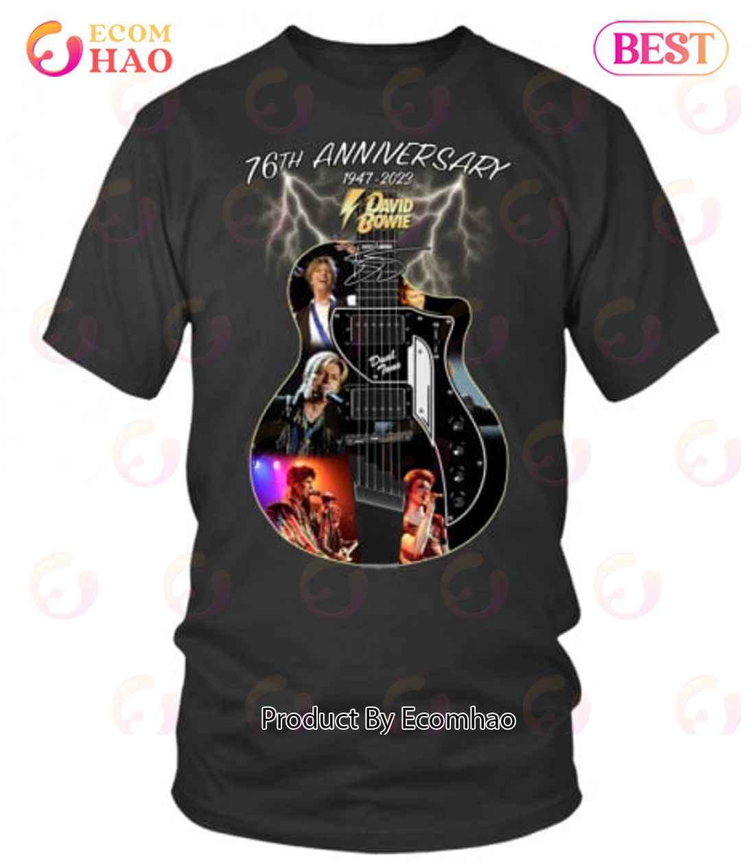 Gitar 76th Anniversary 1947 – 2023 David Bowie T-Shirt