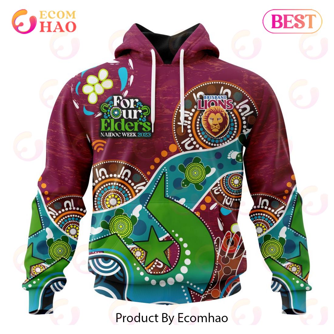 AFL Brisbane Lions Special Design For NAIDOC Week For Our Elders 3D Hoodie