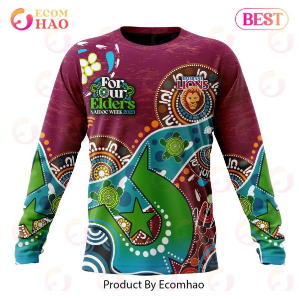AFL Brisbane Lions Special Design For NAIDOC Week For Our Elders 3D Hoodie