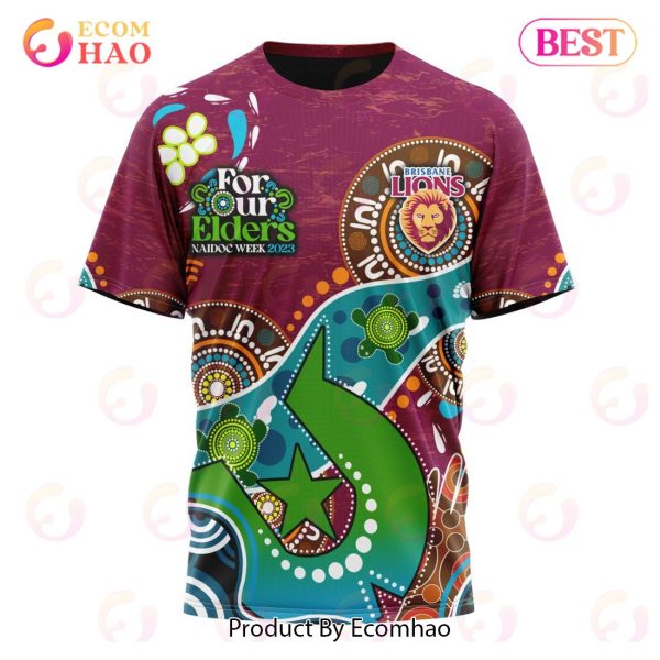 AFL Brisbane Lions Special Design For NAIDOC Week For Our Elders 3D Hoodie