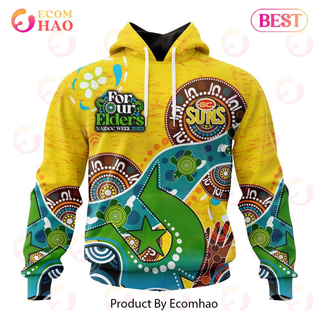 AFL Gold Coast Suns Special Design For NAIDOC Week For Our Elders 3D Hoodie