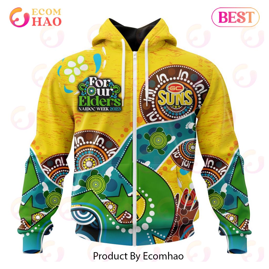 AFL Gold Coast Suns Special Design For NAIDOC Week For Our Elders 3D Hoodie