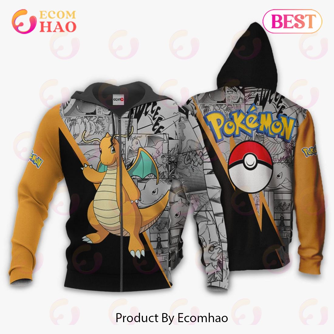 Dragonite Zip Hoodie Costume Pokemon