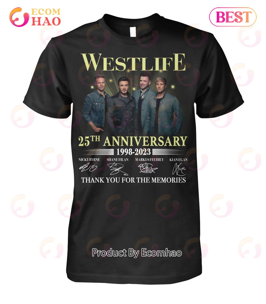 Westlife 25th Anniversary 1998 – 2023 Thank You For The Memories T-Shirt